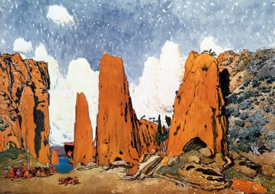 Ravels Daphnis et Chloeのバレエラッセ制作のセットデザイン、1912 作： Leon Bakst