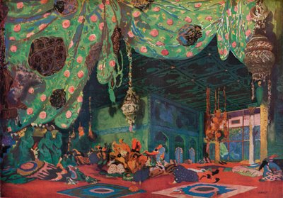 シェヘラザードの舞台、1910 作： Leon Bakst