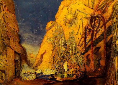 R.ハーンによるバレエブルーゴッドのステージデザイン、1911 作： Leon Bakst