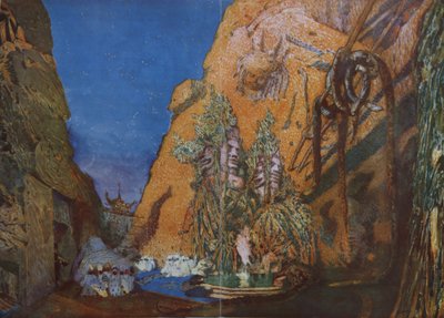 ハーンによるバレエブルーゴッドのステージデザイン、1912 作： Leon Bakst
