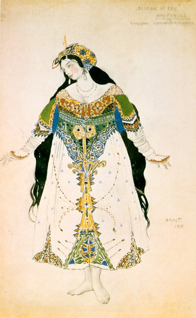 Tsarevna、Stratinskys The Firebird、1910年のバレエラッセ制作の衣装デザイン 作： Leon Bakst