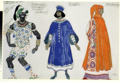 ガブリエレ・ダヌンツィオ（1863-1938）のバレエ「サン・セバスティアンの殉教」の衣装 1911年（紙にガッシュ 作： Leon Bakst