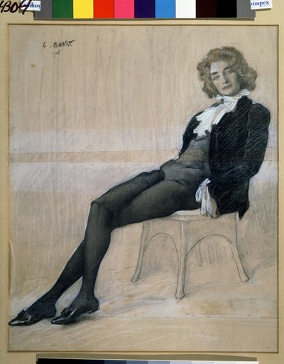 作家ジナイダ・ギッピウス（1869-1945）の肖像。(白亜の三国志) 作： Leon Bakst