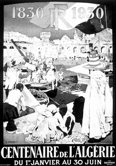 展覧会ポスター アルジェ 1830 - 1930 ドローイング フランス領アルジェリア アルジェ100年ポスター 作： Leon Cauvy