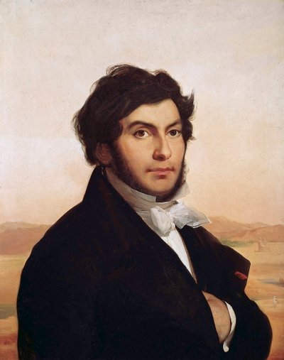 フランスのエジプト学者で、ヒエログリフの解読を行ったジャン＝フランソワ（Jean Francois）シャンポリオン（1790-1832）の肖像。レオン・コグニェ（1794-1880）による絵画。ルーヴル美術館。 作： Léon Cogniet