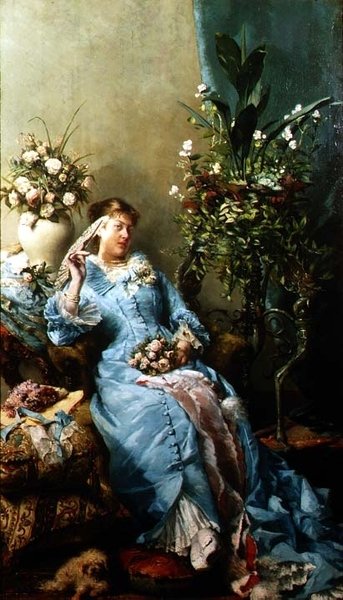 扇風機を持つ女性 作： Leon Henri Marie Frederic
