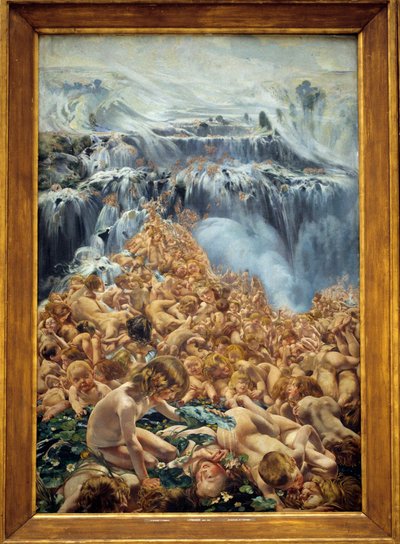 氷河、激流 レオン・アンリ・フレデリック（1856-1940）（ec.belg）のトリプティク「小川」の左部分 1890-1899年 日。2,05x1,27 m ブリュッセル、王立美術館 作： Leon Henri Marie Frederic