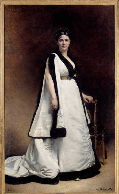 マダム・パスカ（1835 - 1914）の胴体部分の肖像 劇作家。レオン・ジョセフ・ボナ（1833 - 1922）の絵画 作： Leon Joseph Florentin Bonnat