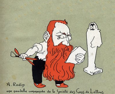 Societe des gens de lettres (バルザックによる彫刻) からの新しい委員会によるオーギュスト ロダンの漫画 - Leon Lebegue (1863-1944) によるイラスト - 「Le sun-du-dimanche」の彫刻 作： Leon Lebegue