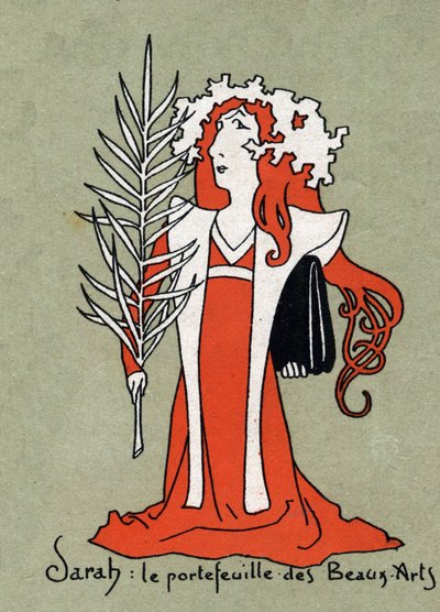 Henriette Rosine Bernard dit Sarah Bernhardt (1844-1923) による漫画、ファイン アーツのポートフォリオとして - Leon Lebegue (1863-1944) によるイラスト - 「Le sun-du-dimanche」に彫刻 作： Leon Lebegue