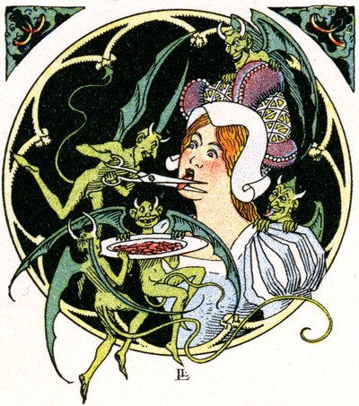 悪魔が女の舌を切り取る 作： Leon Lebegue