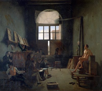 1814年、ダビデのワークショップ。 作： Leon Mathieu Cochereau