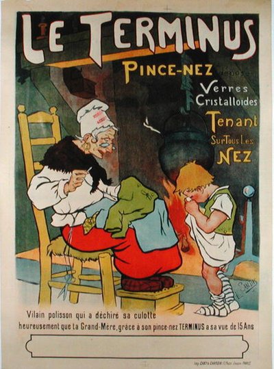 Le Terminus pince-nez」の宣伝ポスター。 作： Leon Sandis