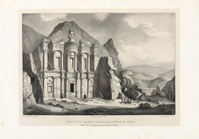 エルデイルと呼ばれる大きな墓、ペトラ、1830年のビュー 作： Leon de Laborde