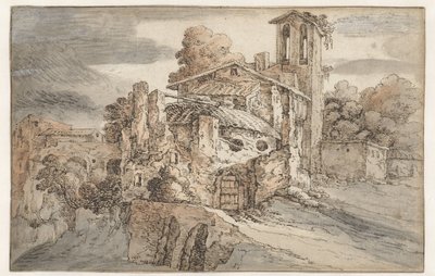 イタリアの教会と古代遺跡 作： Leonaert Bramer (attributed to)