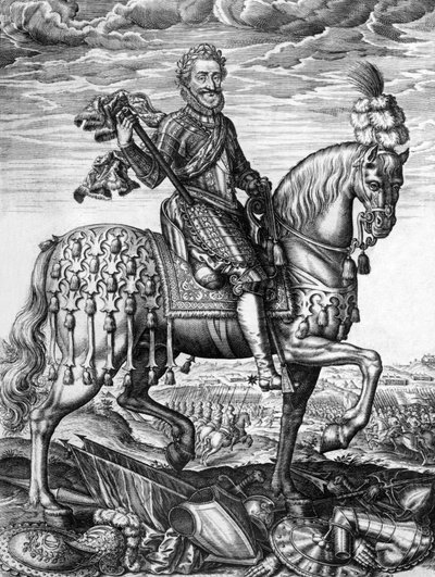 アンリ4世（1553-1610） 1589-1610年のフランス国王 レオナルド・ゴルチエによるエングレーヴィング。 作： Leonard Gaultier