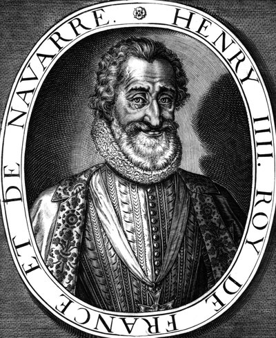 アンリ4世 (1553-1610) 1589-1610年のフランス王、レオナルド・ゴルチエとN.ド・マソニエールのエングレーヴィング 作： Leonard Gaultier