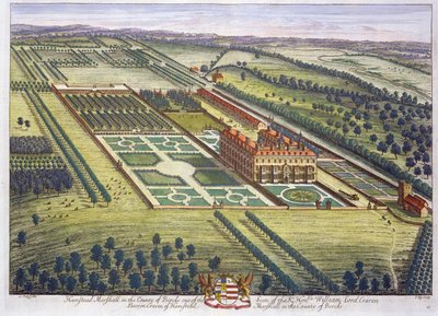 ヨハネスキップ（c.1652-1722）によって刻まれたバークシャーの郡のハムステッドマーシャル 作： Leonard Knyff
