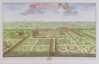 女王陛下のケンジントンの王宮、「ロンドンの調査」からヨハネスキップ（c.1652-1722）、1730（色の彫刻）によって彫刻 作： Leonard Knyff