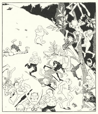 4人と20人のテーラーがカタツムリを殺しに行った（彫刻 作： Leonard Leslie Brooke