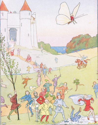 彼は蝶に戻ってジャンプし、空中で運ばれた 作： Leonard Leslie Brooke