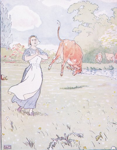 ここで彼は赤牛の中で叫んだ母親 作： Leonard Leslie Brooke