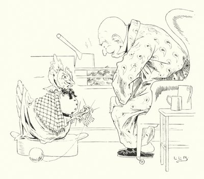 今まで見たこともないような可愛い雌鶏を飼っていました（彫刻 作： Leonard Leslie Brooke