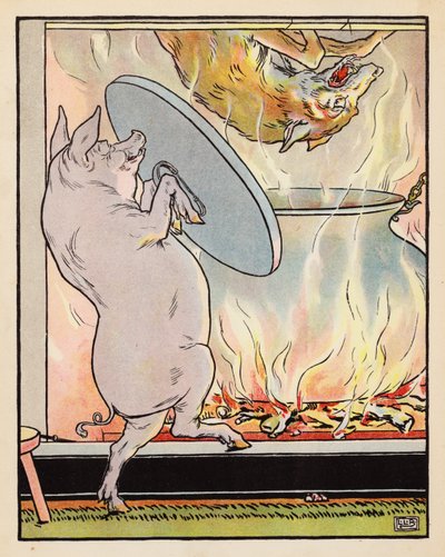 三匹のこぶた』の挿絵（カラーリトグラフ） 作： Leonard Leslie Brooke