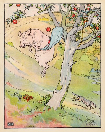 三匹のこぶた』の挿絵（カラーリトグラフ） 作： Leonard Leslie Brooke