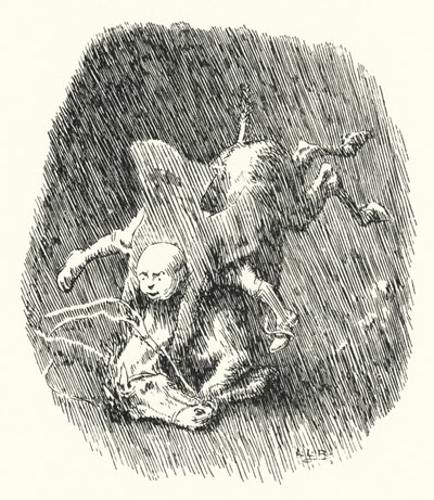 ジョン・クックは小さな灰色の雌馬を飼っていた（彫刻）。 作： Leonard Leslie Brooke