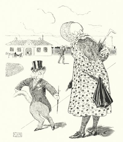 プッシーキャット、プッシーキャット、どこに行っていたの？(彫刻) 作： Leonard Leslie Brooke