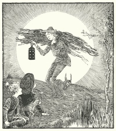 月の男、転落す（彫刻 作： Leonard Leslie Brooke