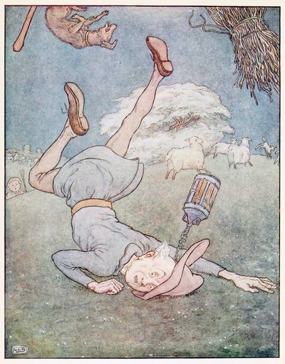 月にいる男が転がり落ちてきた、童謡絵本、パブ. 1914年。 作： Leonard Leslie Brooke