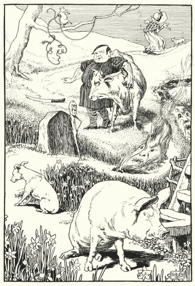 老婆と豚(彫刻) 作： Leonard Leslie Brooke