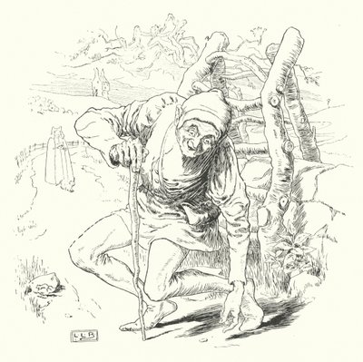 曲がりくねった男がいて、その男は曲がりくねった道を進んだ（彫刻 作： Leonard Leslie Brooke