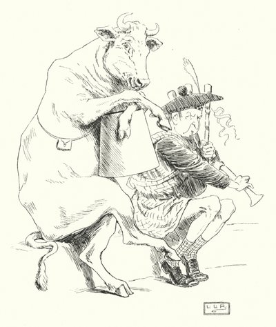 パイパーがいた、彼は牛を飼っていた (エングレービング) 作： Leonard Leslie Brooke