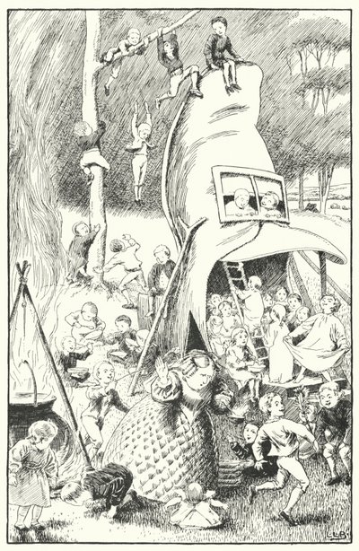 ショーに住んでいる老婆がいた(彫刻) 作： Leonard Leslie Brooke