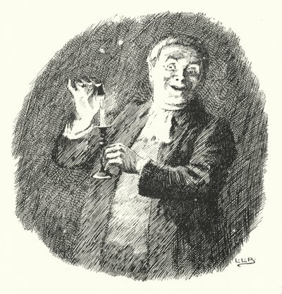 キャンドルを長持ちさせるために、妻やメイドは耳を貸す（彫刻）。 作： Leonard Leslie Brooke