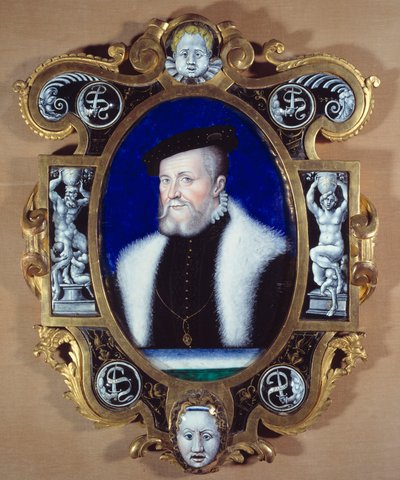 アンヌ・ドゥ・モンモランシー・コネターブル（1493-1567）の肖像。レオナルド・リモザン（1505-1577）の絵画 作： Leonard Limosin