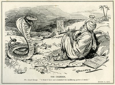 失業の蛇を魅了するロイドジョージ、1921年 作： Leonard Raven Hill