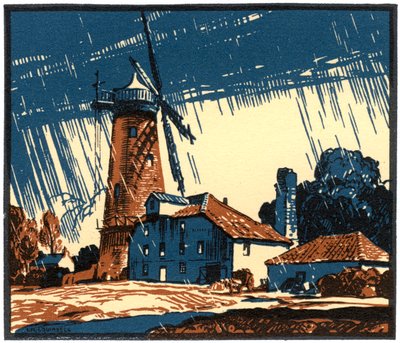 ブラックボロー、キングズ リン、ノーフォークのオールド ミル、20 世紀初頭。 作： Leonard Russell Squirrell
