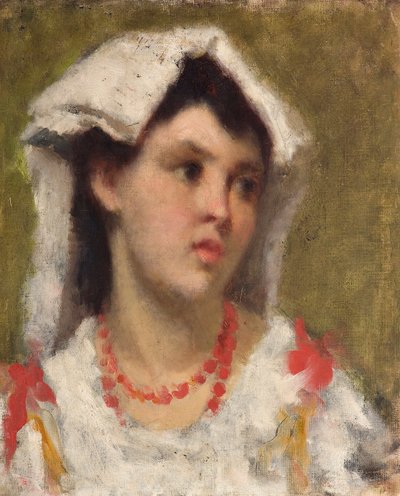 La ciociara ローマ近郊シオカリアの若い女性の肖像 レオナルド・バッツァーロ（1853-1937）による絵画 個人蔵 作： Leonardo Bazzaro