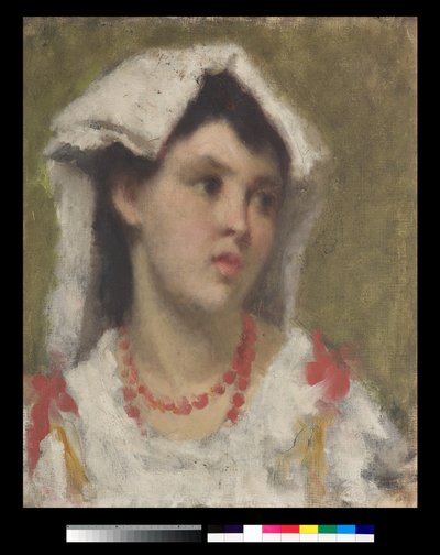 Ciociariaからの若い女性の肖像画、1877 作： Leonardo Bazzaro