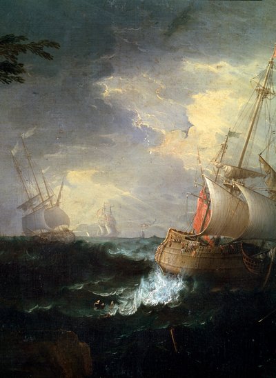 嵐の海、c1700-1750。詳細。 作： Leonardo Coccorante