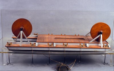 川の浚渫船、レオナルド・デ・ヴィンチ（レオナルド・ダ・ヴィンチ）（1452 - 1519）のモデル。ミラノの科学技術博物館。 作： Leonardo da (after) Vinci
