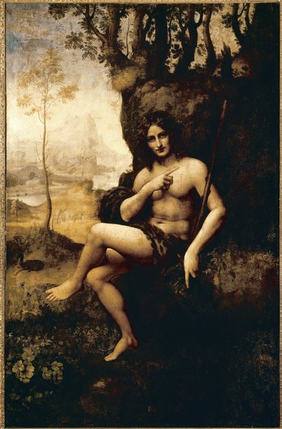 バッカス（キャンバスに移された油彩 作： Leonardo da (studio of) Vinci