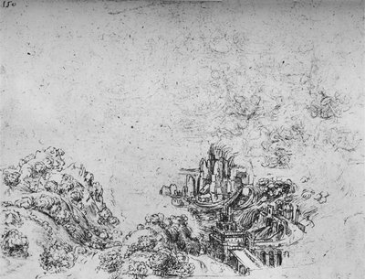 谷への洪水、c1480 1945 作： Leonardo da Vinci