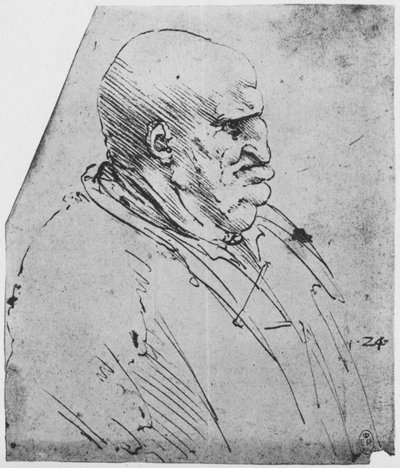 右の男のグロテスクなプロフィール、c1480 1945 作： Leonardo da Vinci