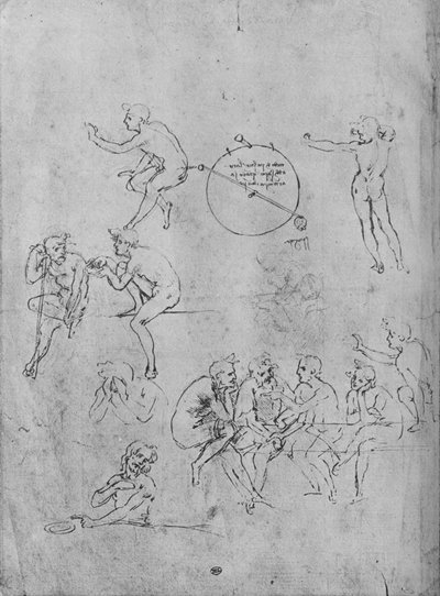 テーブルで会話をする人物のグループ、会話とその他の人物2人、1481-1483 1945 作： Leonardo da Vinci