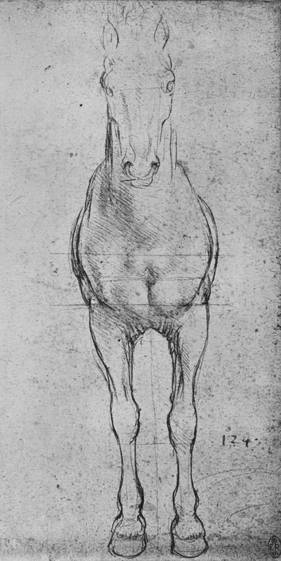 正面から見た馬、c1480 1945 作： Leonardo da Vinci